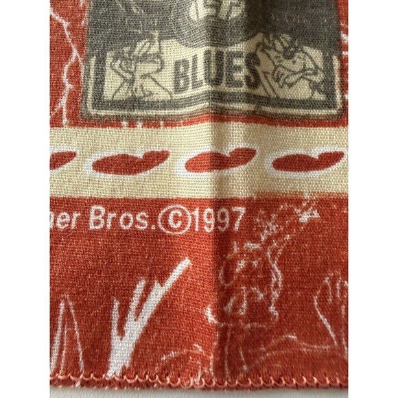 Vintage 1997 Looney Tunes Red Bandaroos Handkierchief Bandana Wild E Coyote - Picture 4 of 7